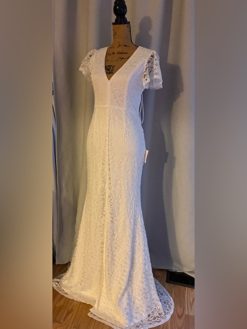 Lulu's Ivory Lace V-Neck Maxi Dress with Front Slit - Picture 6 of 11